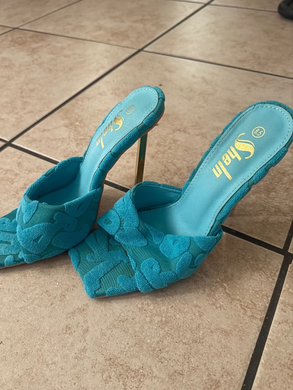 Blue high heels